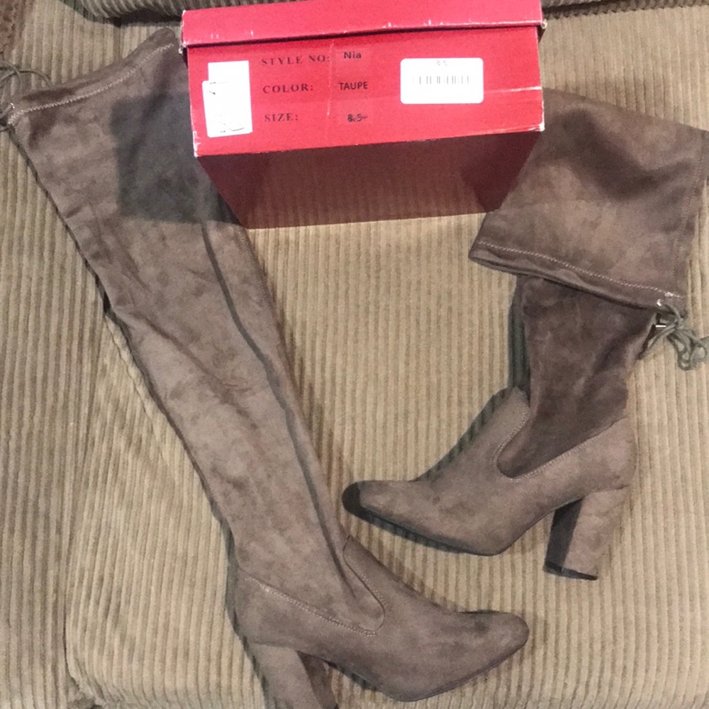 8.5 Taupe Over the Knee Boots